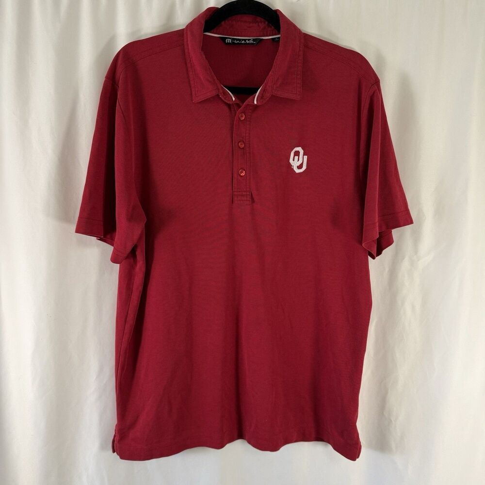 Oklahoma Sooners Travis Mathew Polo Men's Large Red Short Sleeve Pima Cotton